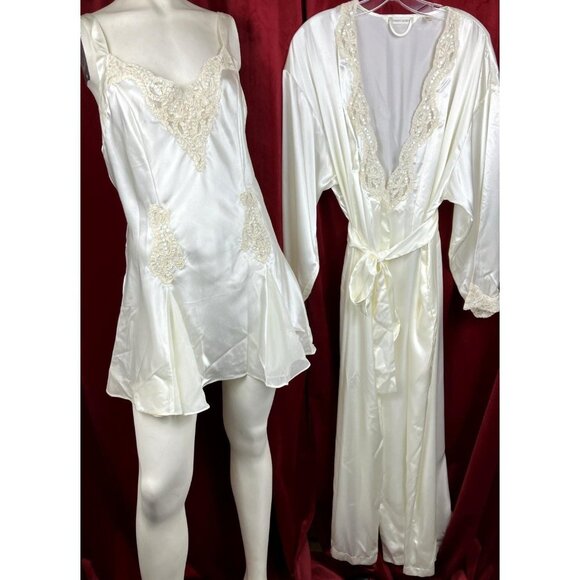 Vintage 90s Victoria’s Secret Babydoll Gown Heart label robe set Wedding Bridal
